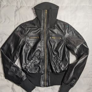 BB WINTER Womens Faux Leather Jacket Black Small